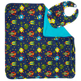 AnnLoren Baby Toddler Boy Space Ship Blanket & Bib Gift Set 2 pc Knit Cotton