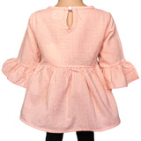 Girls Pink Cotton Ruffle Shirt 3/4 Sleeve Spring Seperates