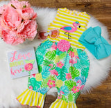 AnnLoren Boutique Baby Girls' Romper Tropical Flamingo Onesie Toddler Jumpsuit