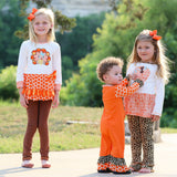 AnnLoren Big Little Girls Autumn Turkey Tunic & Leggings Holiday Thanksgiving Clothes