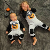 AnnLoren Halloween Pirate Jack O Lantern Long Sleeve Baby Toddler Boys Romper