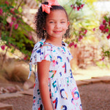 Little & Big Girls Colorful Numbers Ruffle Dress Back To School