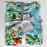 AnnLoren Baby Layette Boys Dinosaur Long Sleeve Onesie Pants Cap 3pc Gift Set