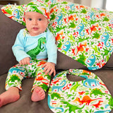 AnnLoren Baby Toddler Boy Dinosaur Blanket & Bib Gift Set 2 pc Knit Cotton