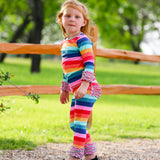 AnnLoren Baby Big Girls Boutique Long Sleeve Rainbow Ruffle Layering T-shirt