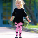 AnnLoren Baby Toddler Big Girls Boutique Black and Pink Tie Dye Leggings