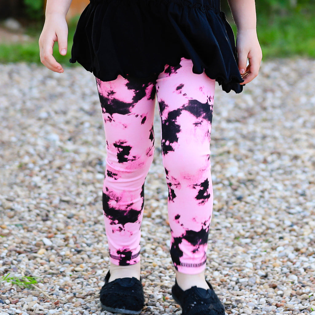 Kids Children Ombre Black to Pink Leggings