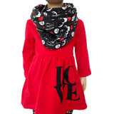 AL Limited Girls Valentine's Day LOVE Red Long Sleeve Tunic Leggings & Scarf Clothing Set