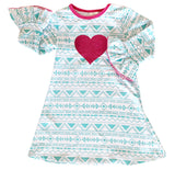 AL Limited Girls Boutique Blue & Pink Heart Soft Cotton Long Sleeve Dress