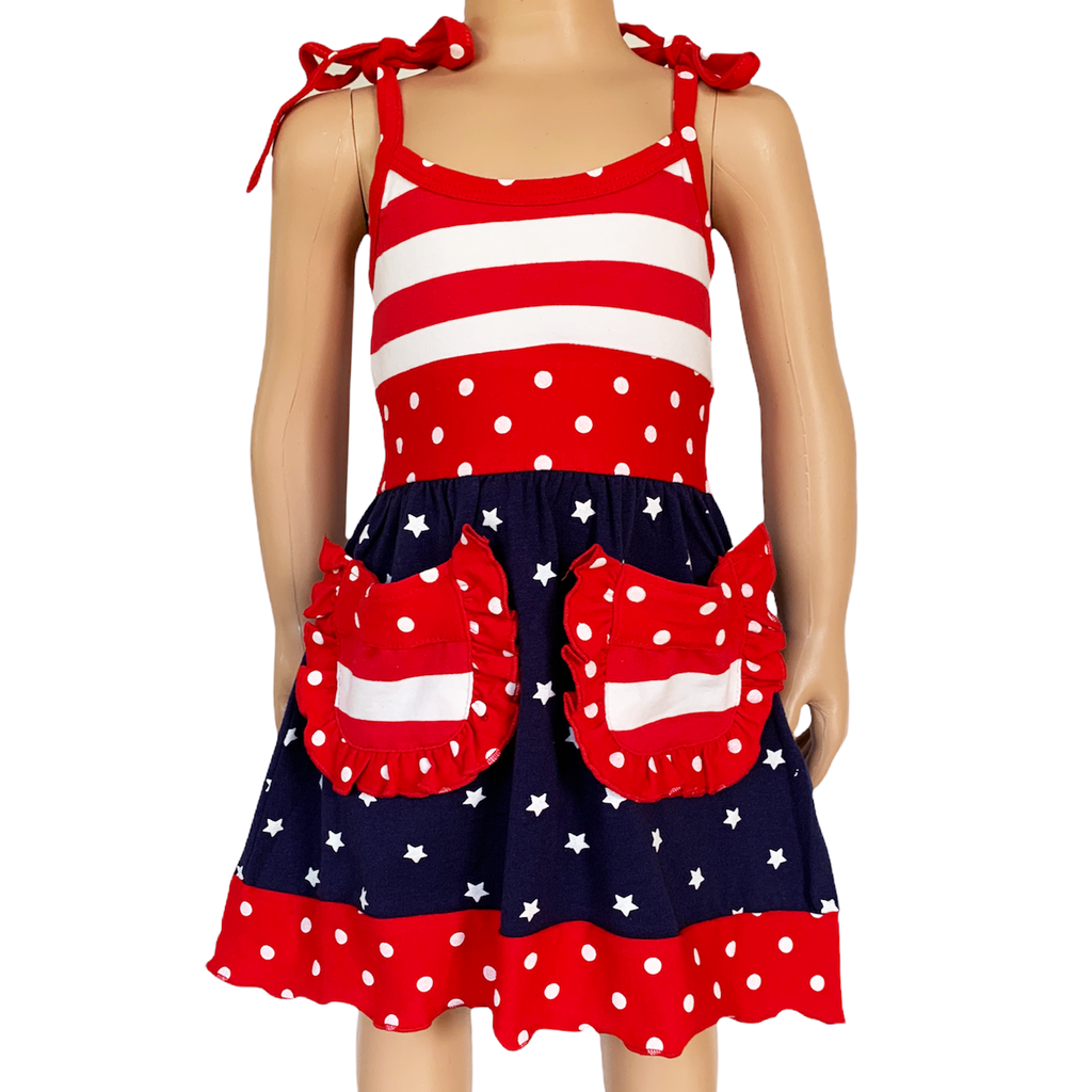 AL Limited Girls 4th of July Patriotic Red White and Blue Dress 7