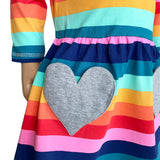 AnnLoren Baby Big Girls Boutique Fall Rainbow Hearts Cotton Winter Dress