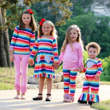 AnnLoren Girls Long Sleeve Rainbow Hearts Baby Toddler Romper One Piece