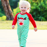 AnnLoren Baby Toddler Boys Unisex Long Sleeve Rudolf the Reindeer Christmas Romper