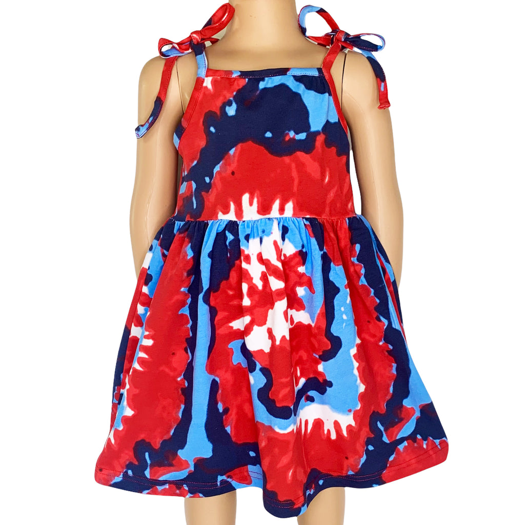 AnnLoren Big Little Girls 4th of July Tie Dye Summer Swing Dress AnnLoren Big Little Girls 4th of July Tie Dye Summer Swing Dress
