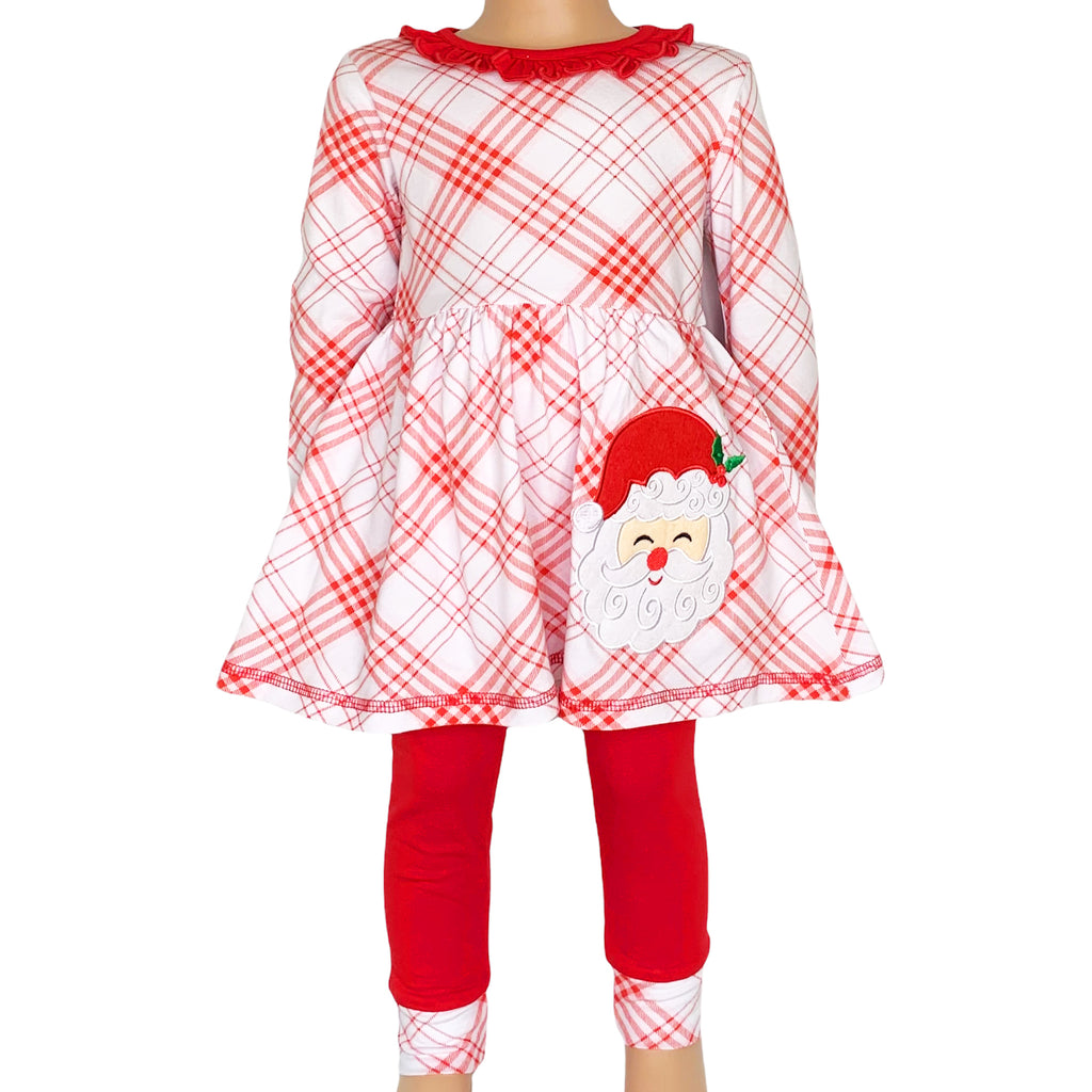 infant boutique christmas dress Santa Smocked Christmas Layette Gown- Baby Girl