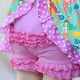 AnnLoren Girls Pink Stretch Cotton Knit RuffleButts Shorts Baby/Toddler
