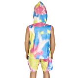 AL Limited Little & Big Girls Pastel Tie Dye Hoodie Top Shorts Camp Outfit
