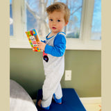 AnnLoren Baby Toddler Boys Long Sleeve Truck Romper Blue and Grey