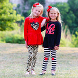 AnnLoren Girls Winter Leopard Heart Holiday Dress Tunic & Leggings Set Outfit