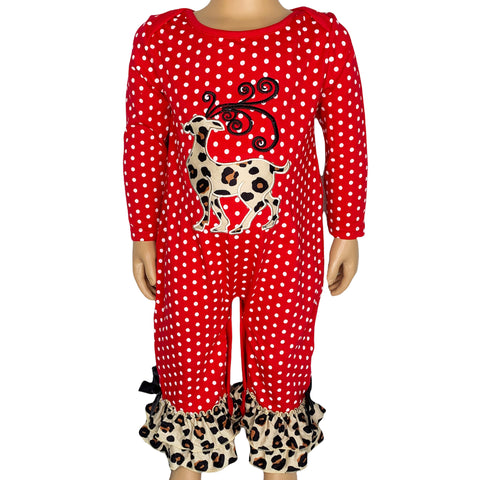 AL Limited Baby Girls Christmas Leopard Reindeer Holiday Cotton Romper One Piece