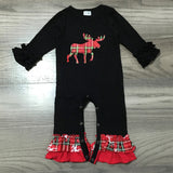 Baby Girls Christmas Plaid Reindeer Holiday Cotton Romper AL Limited