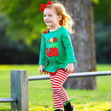 AL Limited Girls Christmas Holiday Elf Stocking Top & Stripe Pants Outfit Set