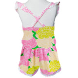 AnnLoren Girls Pink Bloom Floral Shorts Jumpsuit Summer One Piece Outfit
