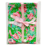 AnnLoren Baby Toddler Girls Floral Blanket & Bib Gift Set 2 pc Knit Cotton