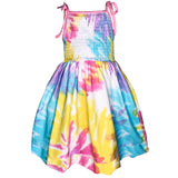 AnnLoren Big Little Girls Pastel Tie Dye Smocked Summer Swing Dress