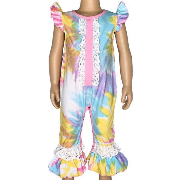 AnnLoren Boutique Pastel Tie Dye Baby Girls Romper Onesie Toddler Jumpsuit