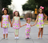Girls Toddler Boutique Bouquet Spring Floral Dress & Capri Legging Party Outfit