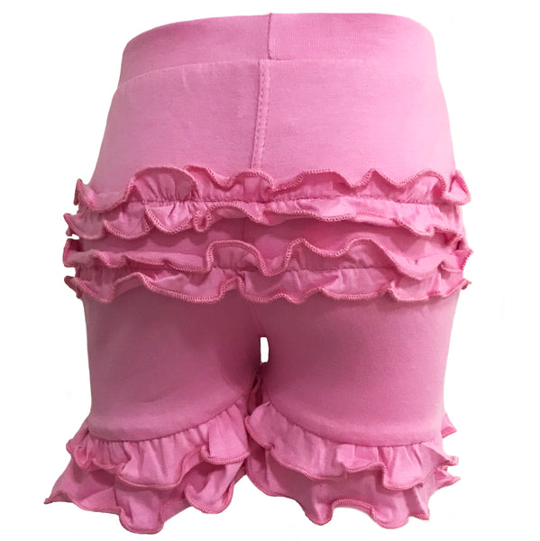 AnnLoren Girls Pink Stretch Cotton Knit RuffleButts Shorts Baby/Toddler